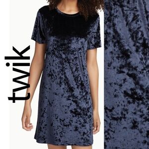 TWIK crushed blue velvet dress | Medium